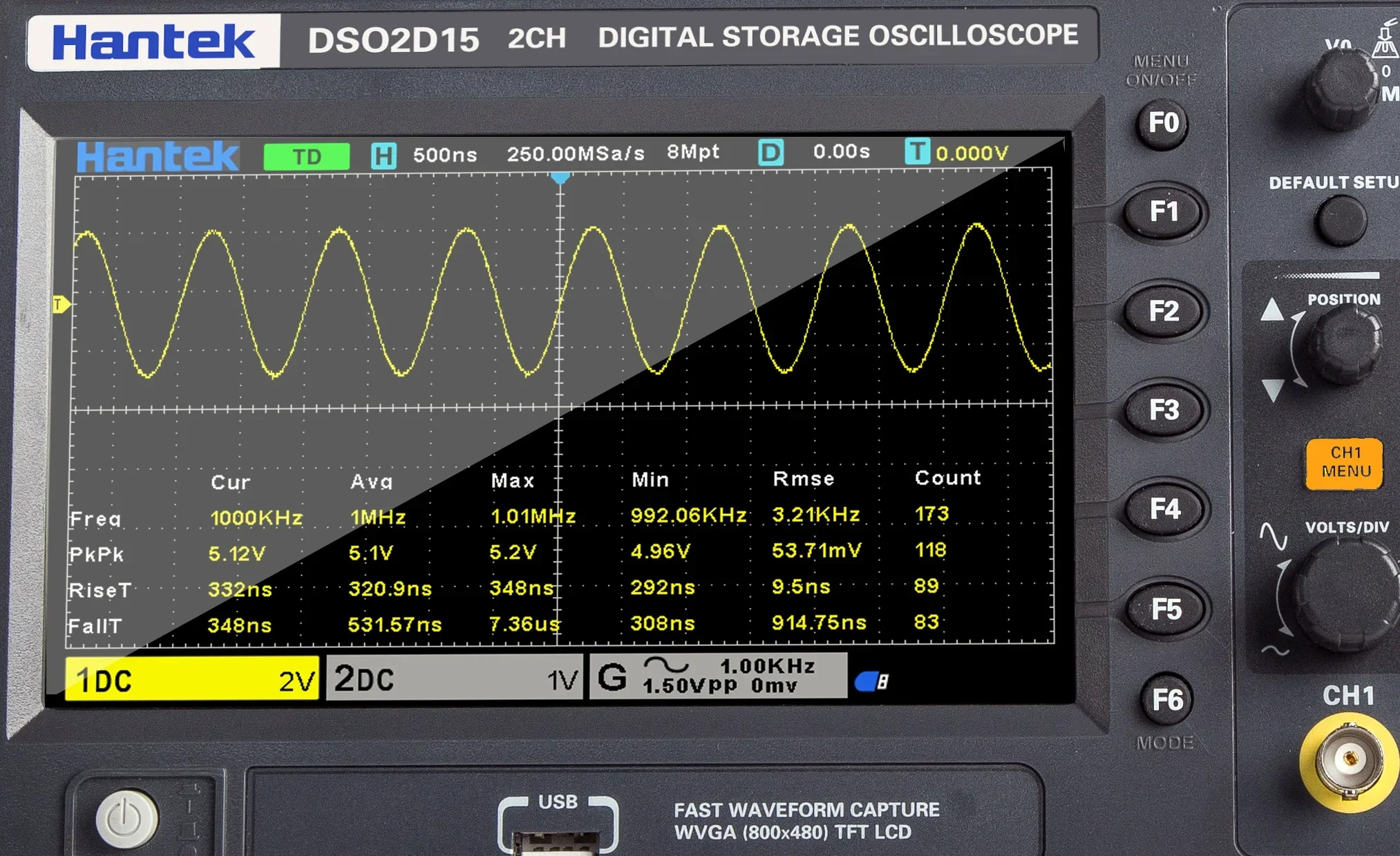 Digital Storage Oscilloscope 100Mhz - Czułość oscyloskopu Hantek do generowania sygnałów