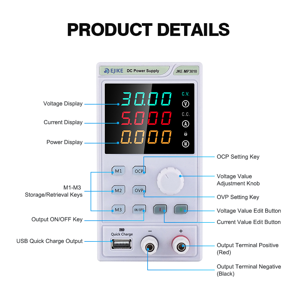 Zasilacz laboratoryjny EJIKE D – Programmable Dc Power Supply 30V 10A recenzja i cena
